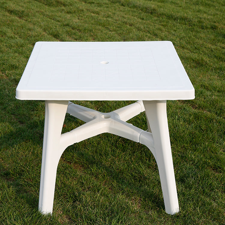 Plastic Outdoor Dining Table Modern Water Resistant Patio Table in White