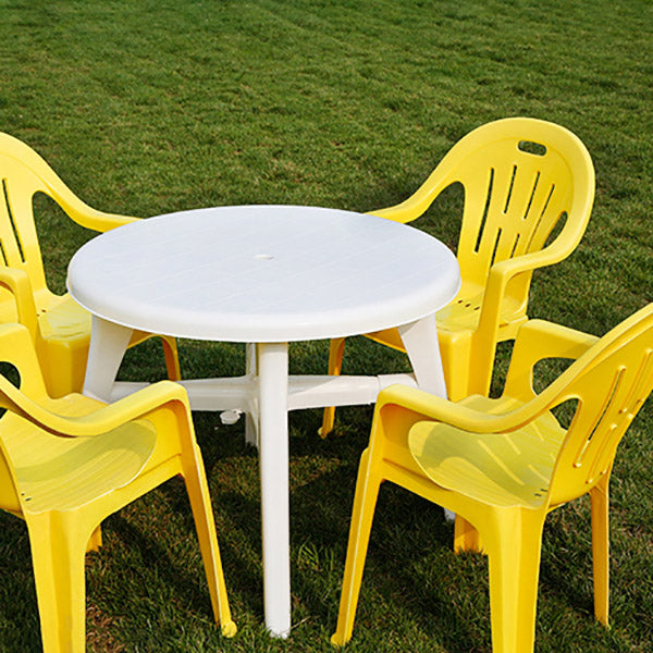 Plastic Outdoor Dining Table Modern Water Resistant Patio Table in White