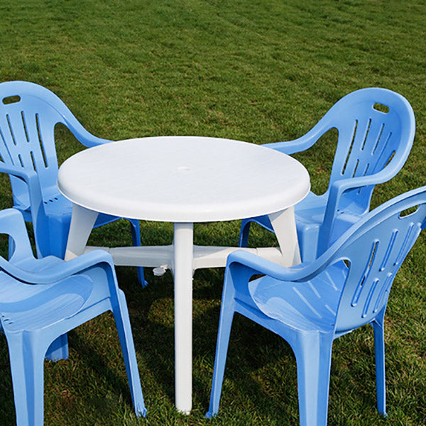 Plastic Outdoor Dining Table Modern Water Resistant Patio Table in White