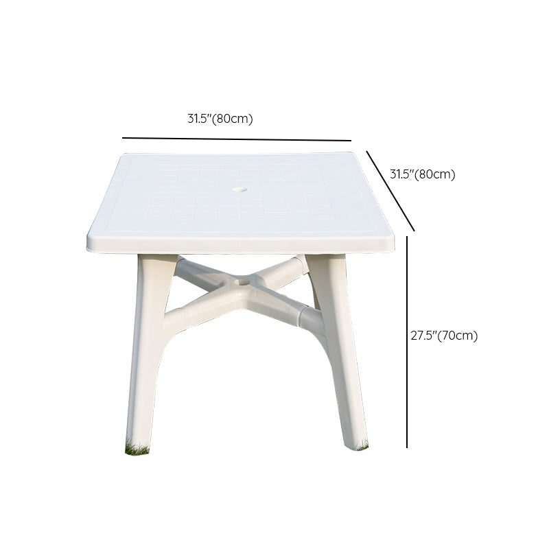 Plastic Outdoor Dining Table Modern Water Resistant Patio Table in White