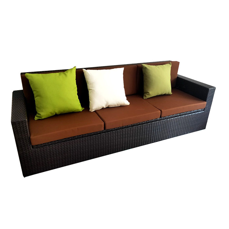 Minimalistic Outdoor Sofa Water Proof Tuxedo Arm Loveseat in Black