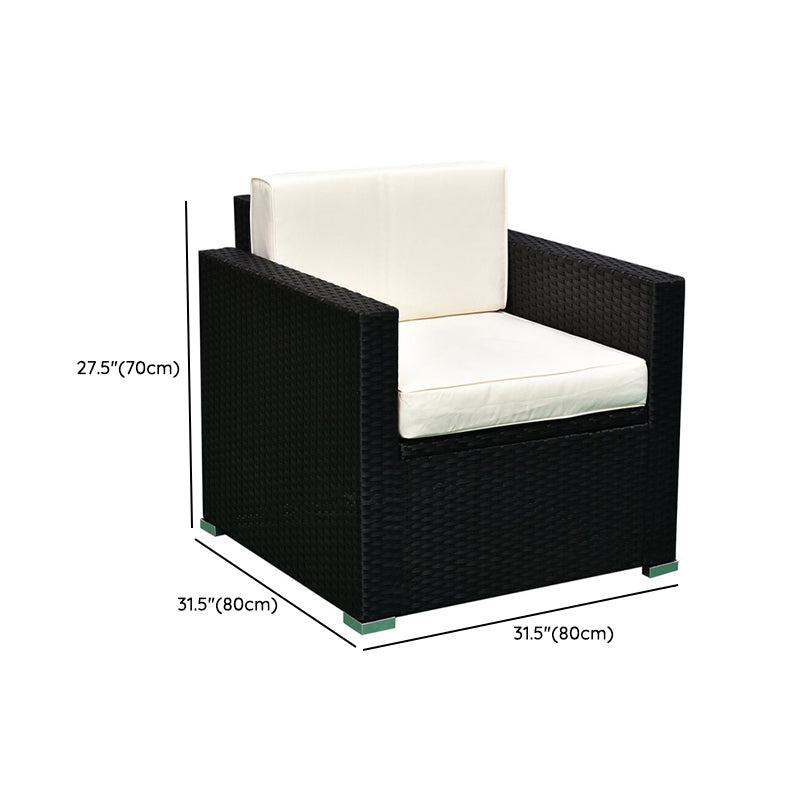 Minimalistic Outdoor Sofa Water Proof Tuxedo Arm Loveseat in Black