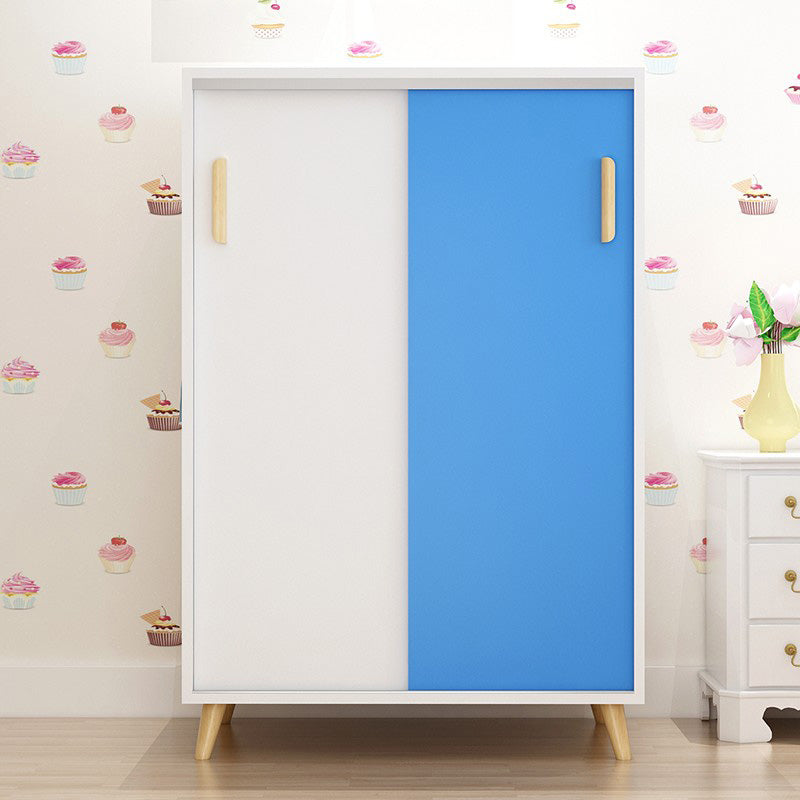 Blue Contemporary Kids Closet High Gloss Wooden Closet with Garment Rod