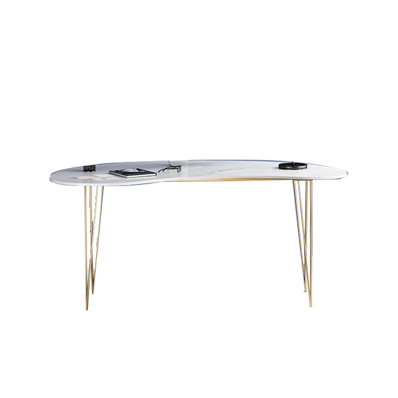 Modern Glam Computer Desk Gold 29.5" H Hairpin Base Office Desk