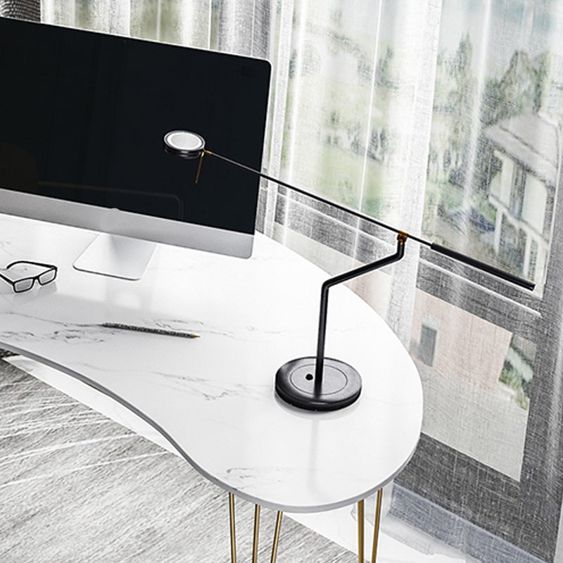 Modern Glam Computer Desk Gold 29.5" H Hairpin Base Office Desk