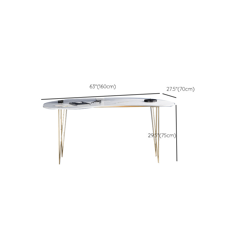 Modern Glam Computer Desk Gold 29.5" H Hairpin Base Office Desk