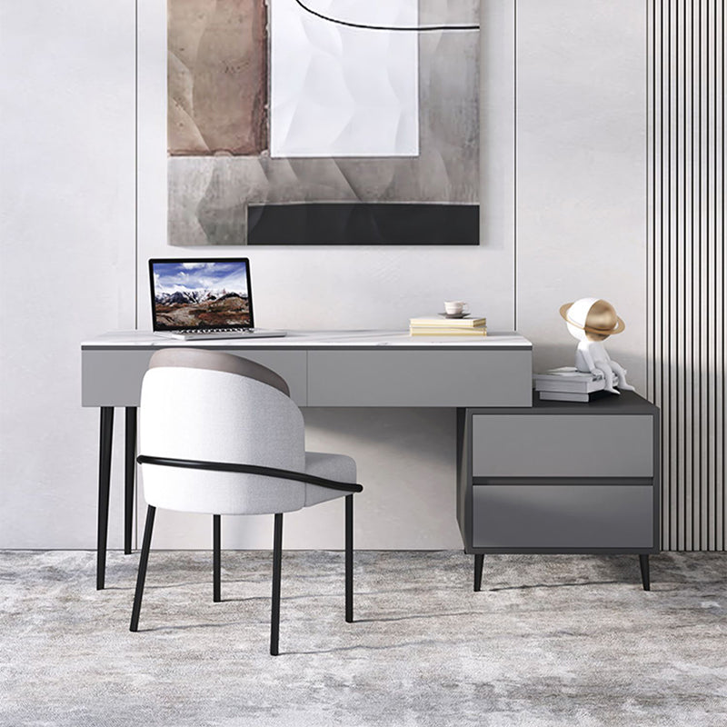 Rectangular Shaped Modern Office Table Stone Writing Desk in Black/White