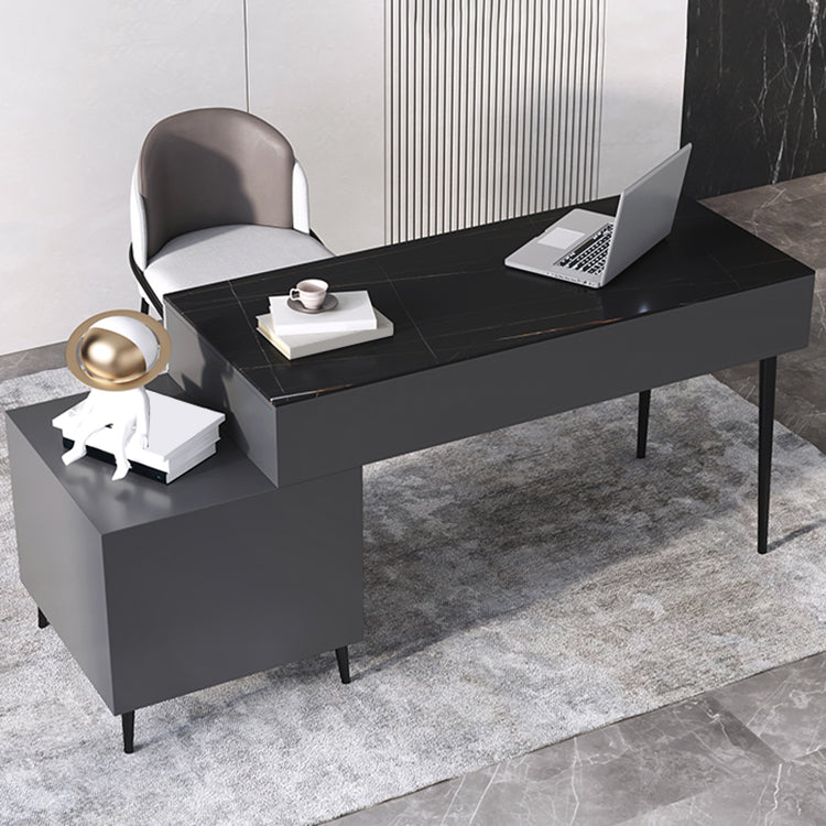 Rectangular Shaped Modern Office Table Stone Writing Desk in Black/White