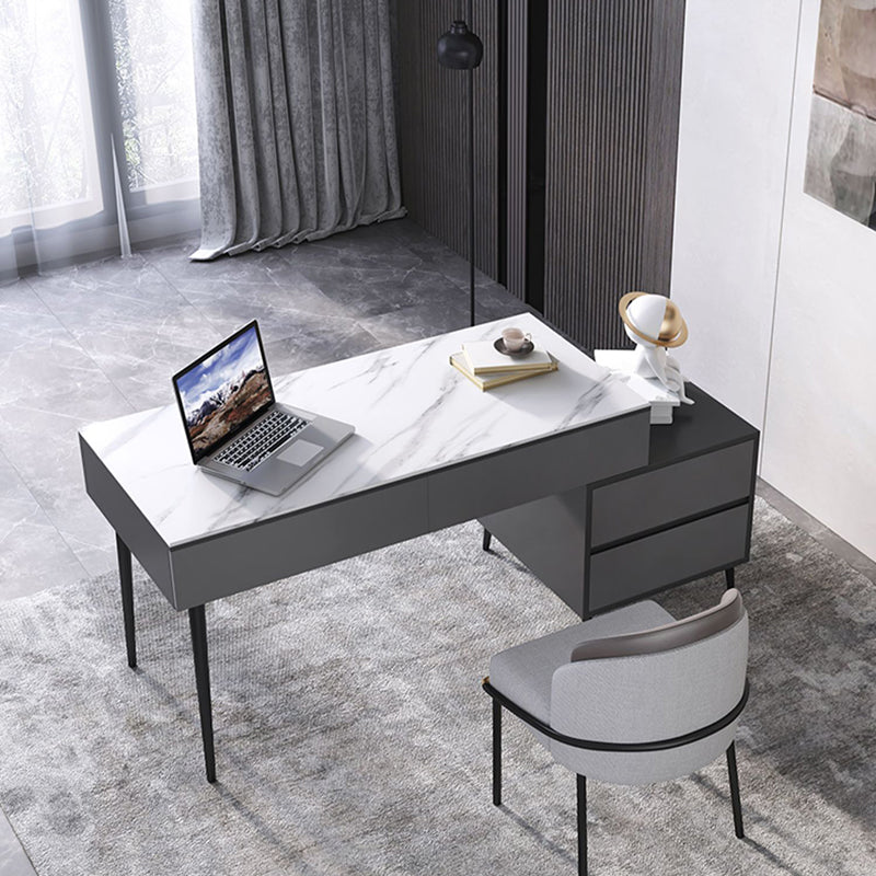 Rectangular Shaped Modern Office Table Stone Writing Desk in Black/White