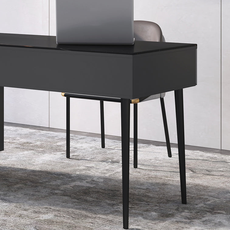 Rectangular Shaped Modern Office Table Stone Writing Desk in Black/White