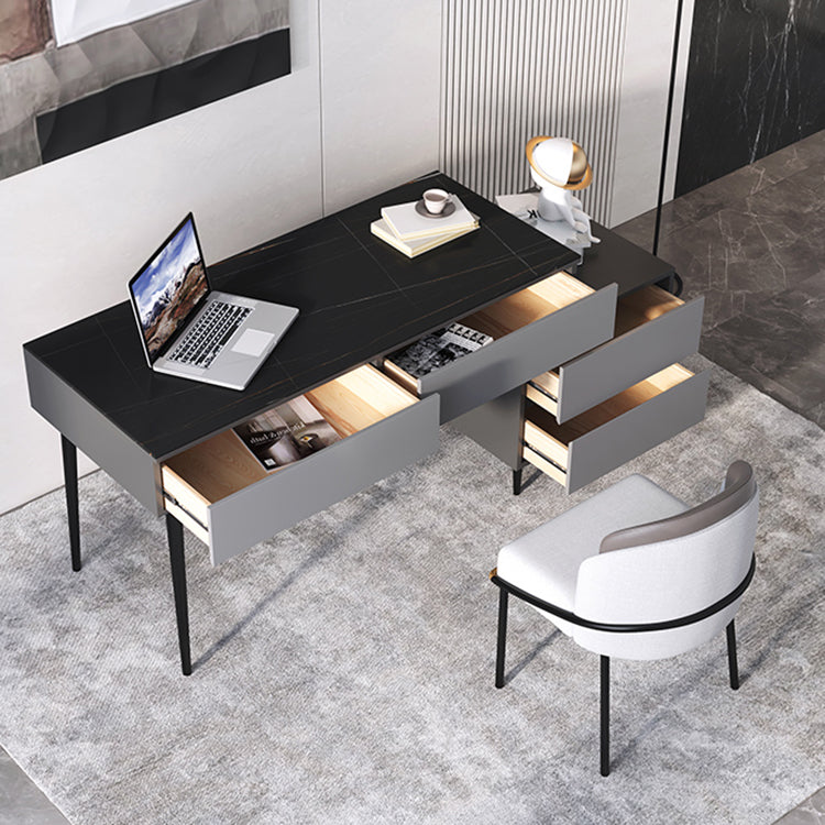 Rectangular Shaped Modern Office Table Stone Writing Desk in Black/White