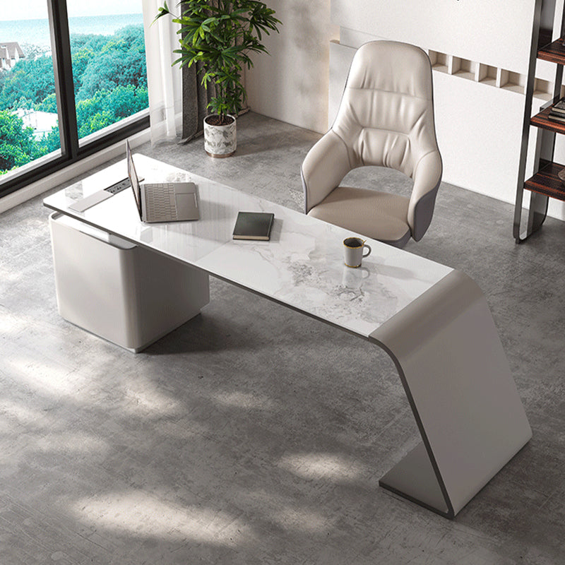 Rectangle Stone Top Office Desk Modern Style Writing Desk with Drawers for Office