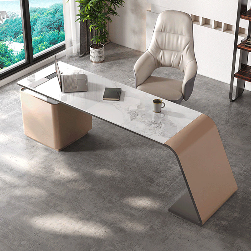 Rectangle Stone Top Office Desk Modern Style Writing Desk with Drawers for Office