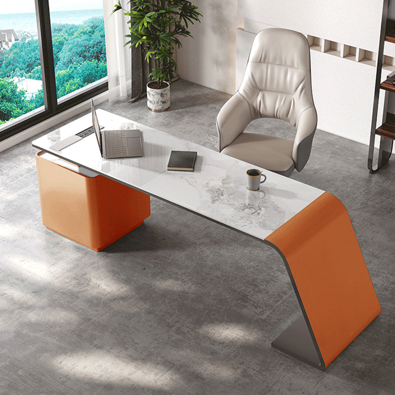 Rectangle Stone Top Office Desk Modern Style Writing Desk with Drawers for Office