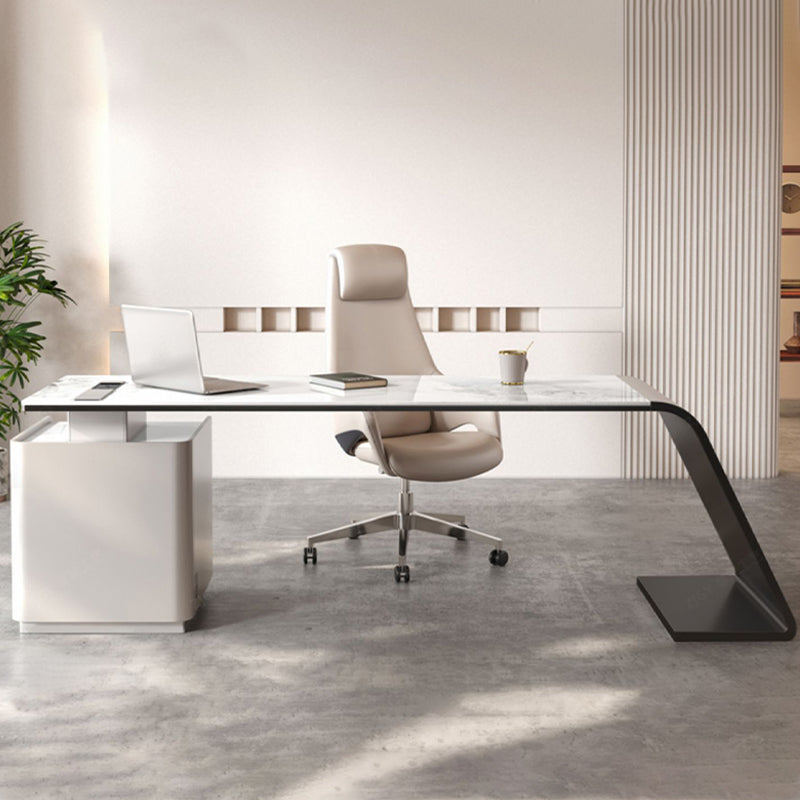 Rectangle Stone Top Office Desk Modern Style Writing Desk with Drawers for Office