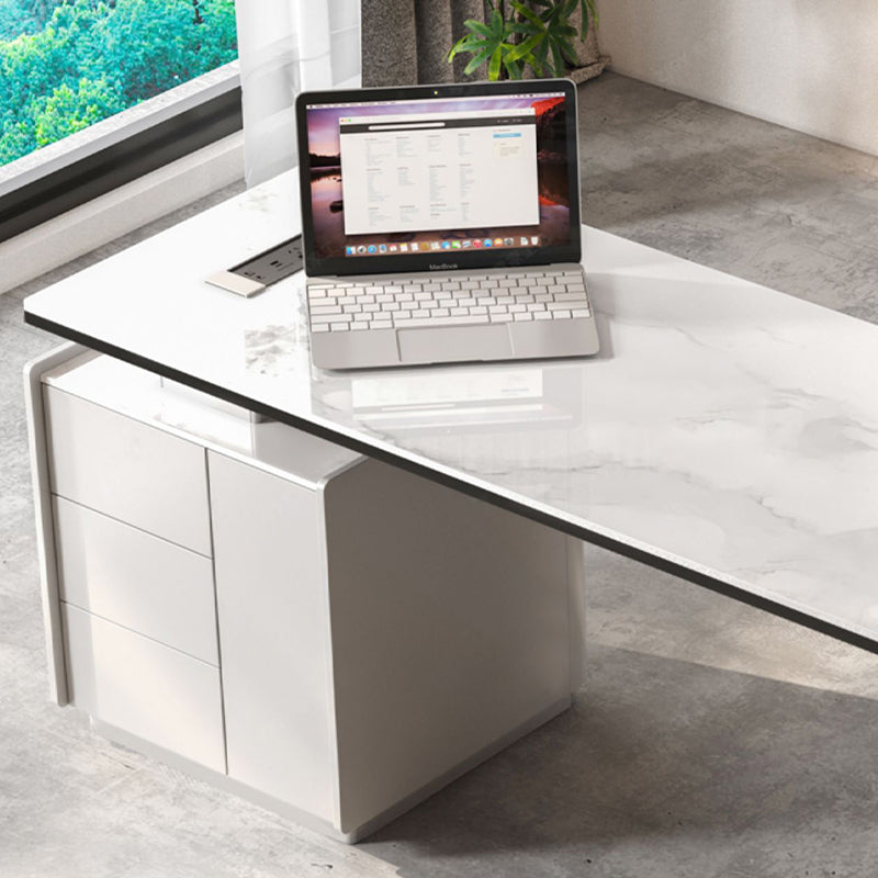 Rectangle Stone Top Office Desk Modern Style Writing Desk with Drawers for Office