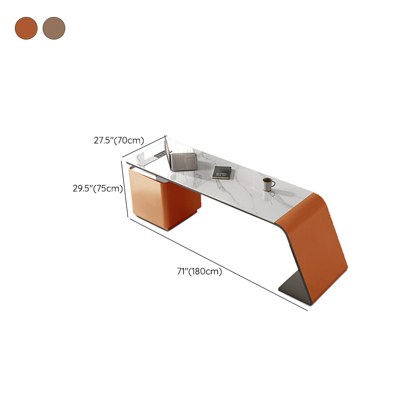 Rectangle Stone Top Office Desk Modern Style Writing Desk with Drawers for Office