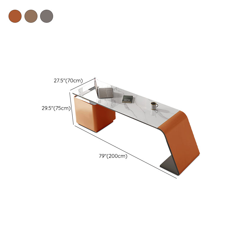 Rectangle Stone Top Office Desk Modern Style Writing Desk with Drawers for Office