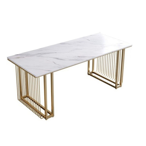 Rectangular Shaped Modern Office Table Stone Writing Desk in White