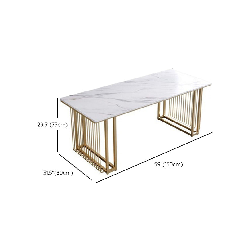 Rectangular Shaped Modern Office Table Stone Writing Desk in White