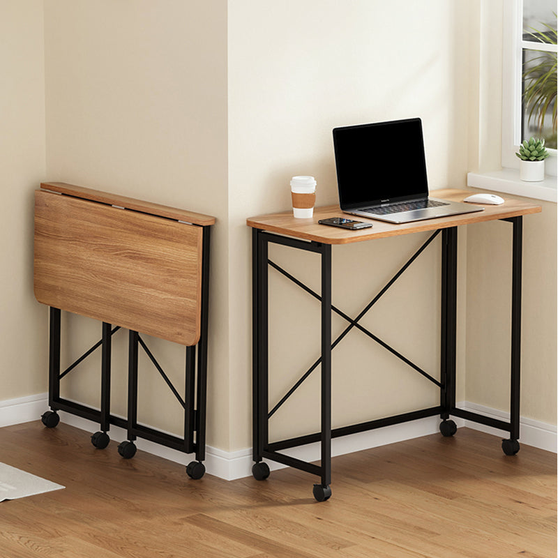 Contemporary Folding Home Writing Desk 29.5" H Rectangular Office Desk with Wheels