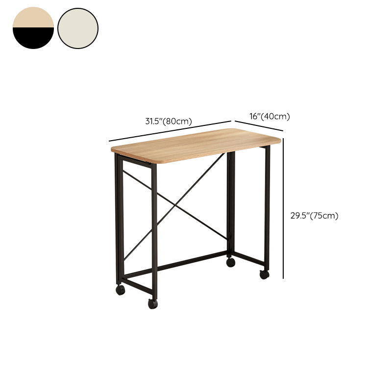 Contemporary Folding Home Writing Desk 29.5" H Rectangular Office Desk with Wheels