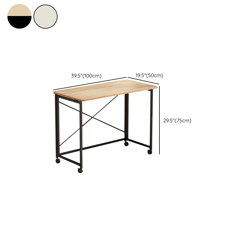 Contemporary Folding Home Writing Desk 29.5" H Rectangular Office Desk with Wheels