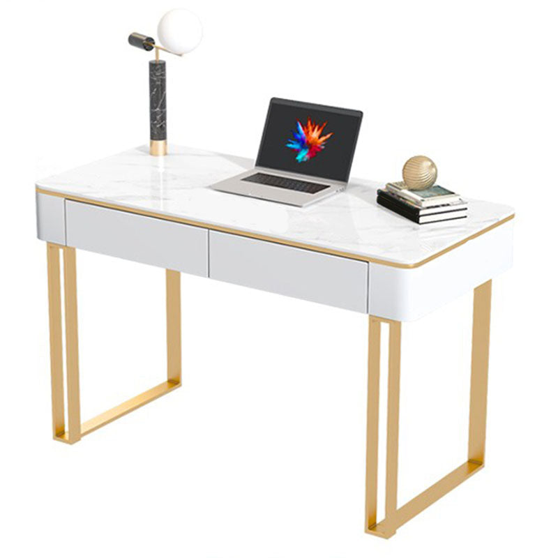 Rectangle Stone Top Office Desk Modern Writing Desk with Drawers for Office