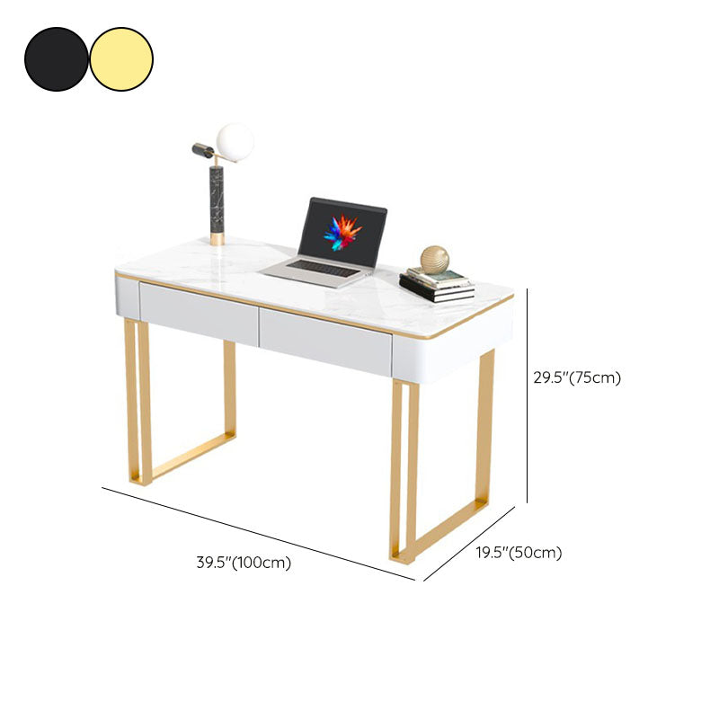 Rectangle Stone Top Office Desk Modern Writing Desk with Drawers for Office