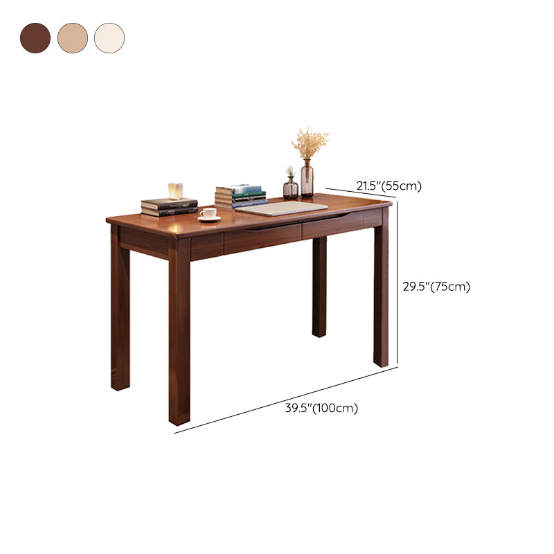 Modern Parsons Base Bedroom Office Desk Solid Wood Writing Desk with Drawers