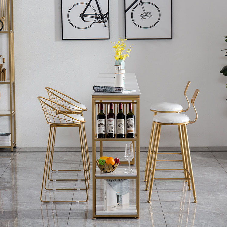 Glam Rectangle Counter Height Dining Table White and Gold Pub Table