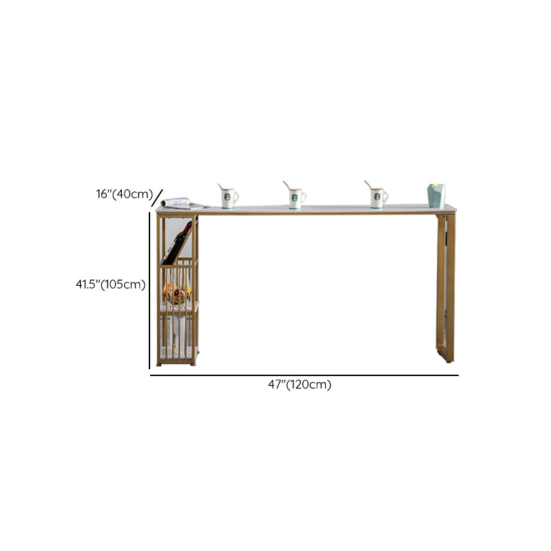 Glam Rectangle Counter Height Dining Table White and Gold Pub Table