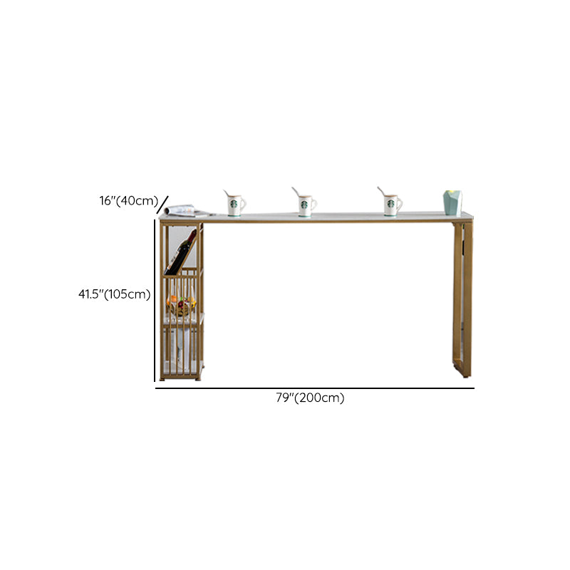 Glam Rectangle Counter Height Dining Table White and Gold Pub Table