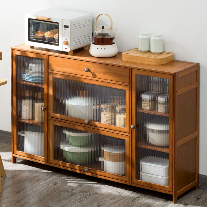 Contemporary Sideboard Cabinet Bamboo Sideboard Table with Doors for Kitchen