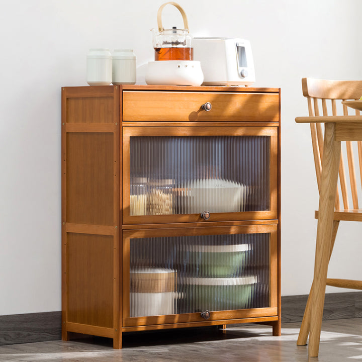 Contemporary Sideboard Cabinet Bamboo Sideboard Table with Doors for Kitchen