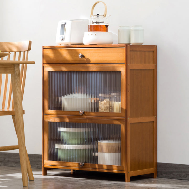 Contemporary Sideboard Cabinet Bamboo Sideboard Table with Doors for Kitchen