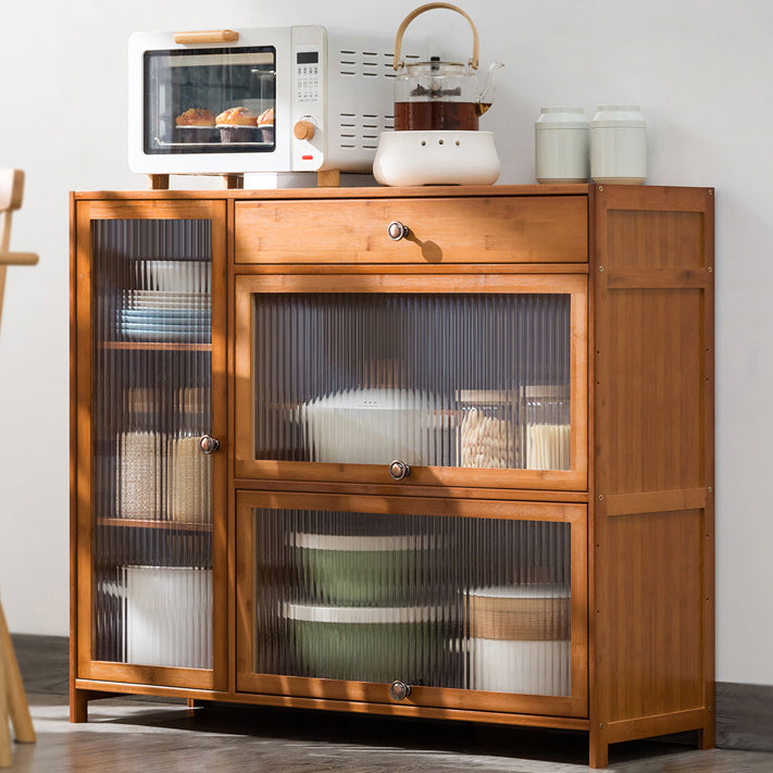 Contemporary Sideboard Cabinet Bamboo Sideboard Table with Doors for Kitchen