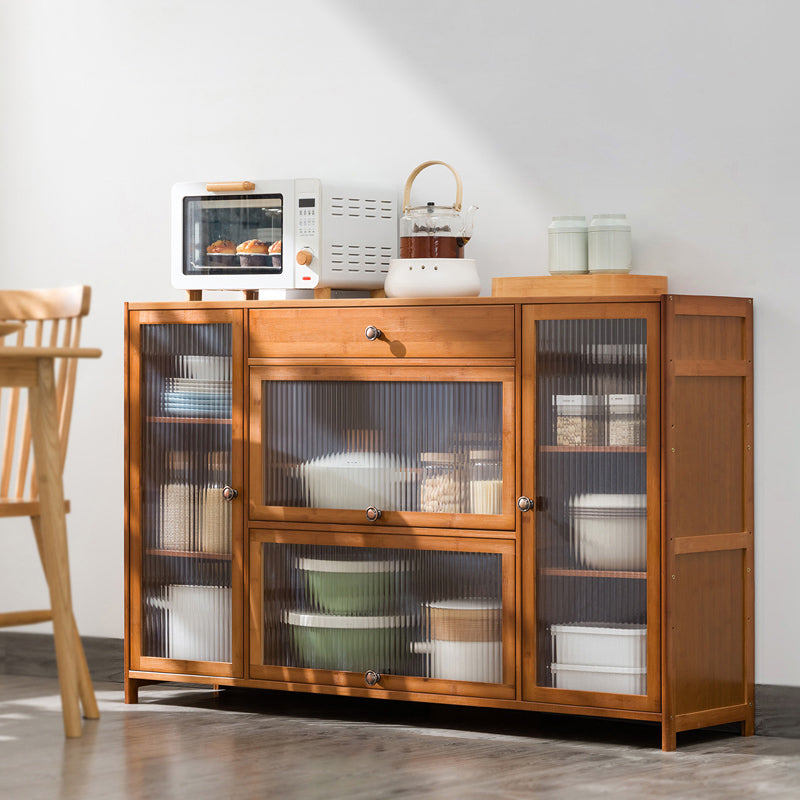 Contemporary Sideboard Cabinet Bamboo Sideboard Table with Doors for Kitchen