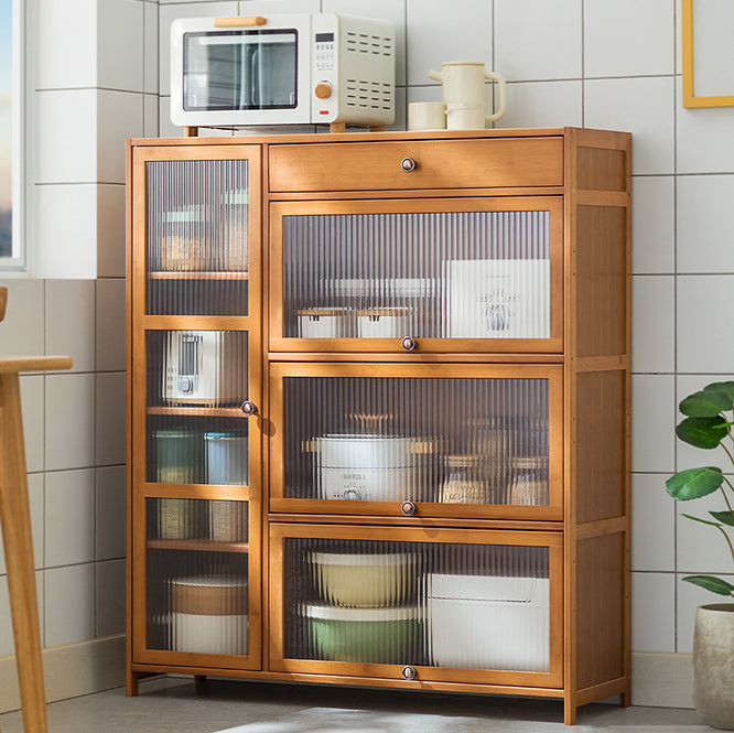 Contemporary Sideboard Cabinet Bamboo Sideboard Table with Doors for Kitchen