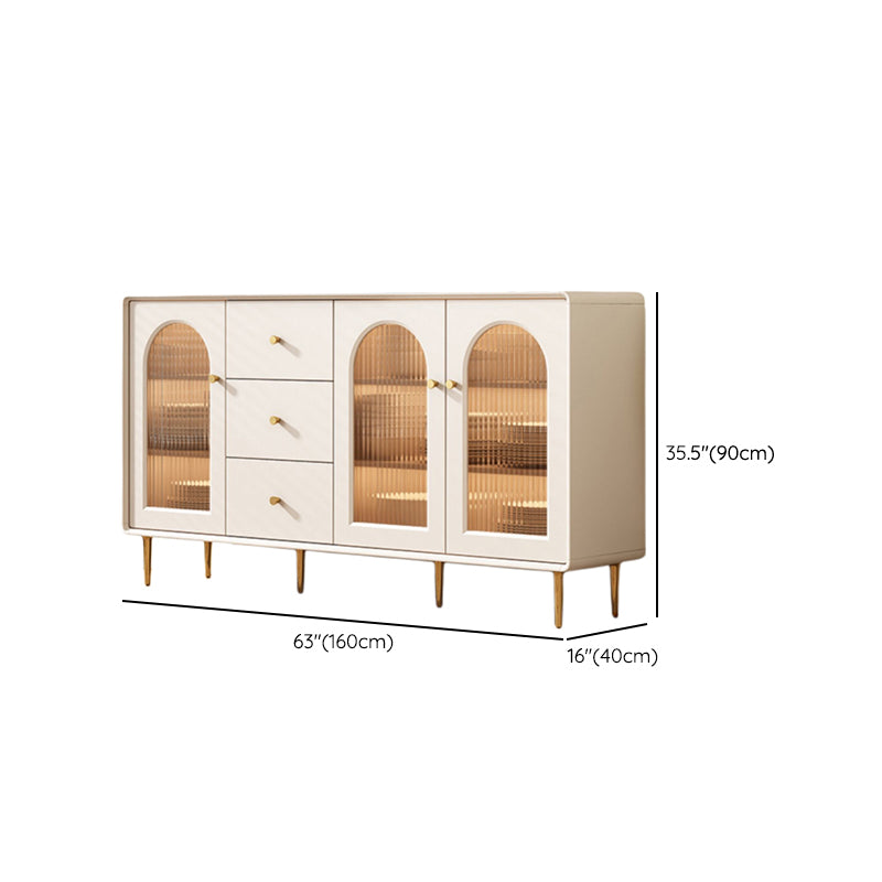 Contemporary Sideboard Cabinet Faux Wood Sideboard Table with Legs for Kitchen