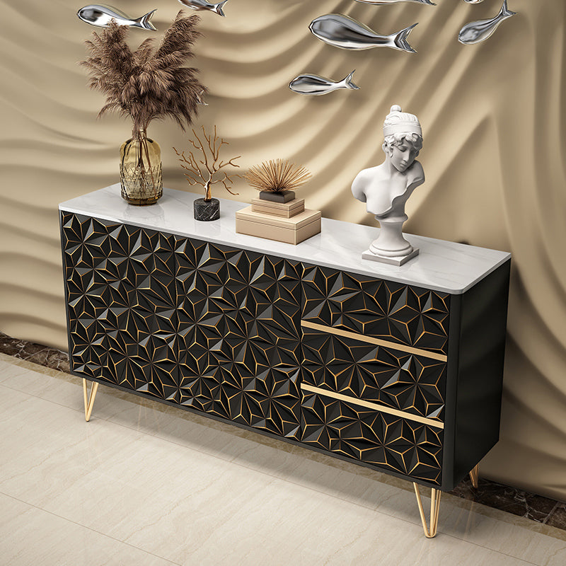 Glam Buffet Table Stone Sideboard Table with Legs for Dining Room