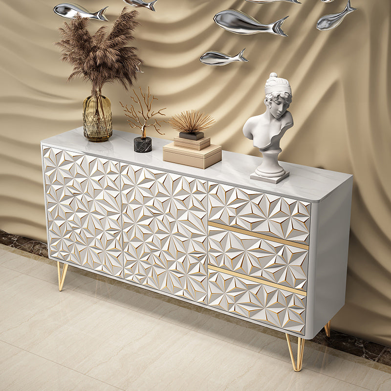 Glam Buffet Table Stone Sideboard Table with Legs for Dining Room