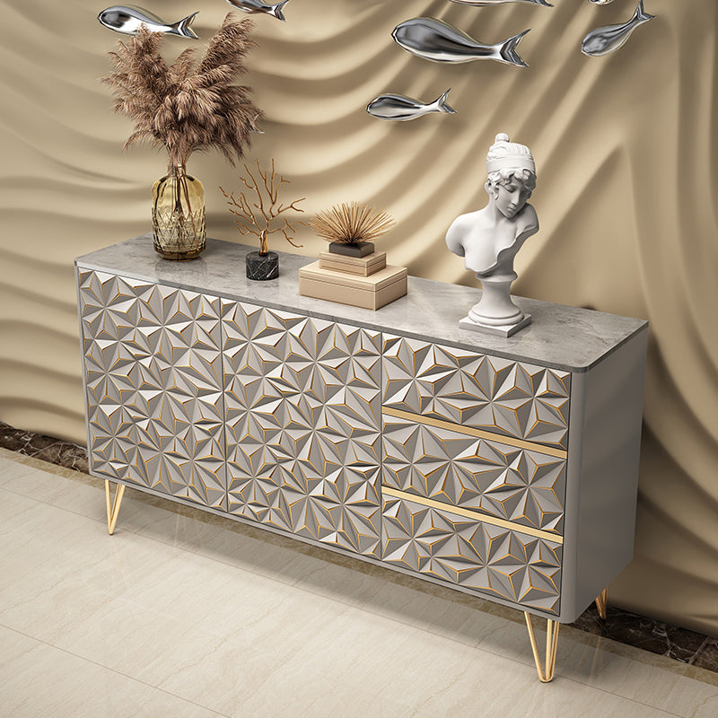 Glam Buffet Table Stone Sideboard Table with Legs for Dining Room