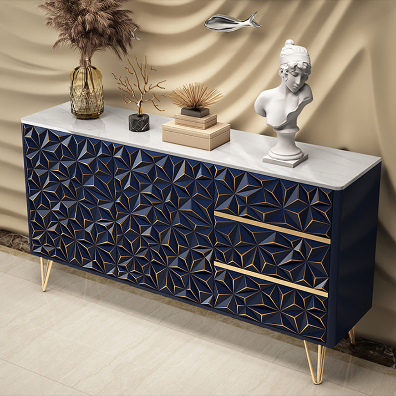 Glam Buffet Table Stone Sideboard Table with Legs for Dining Room