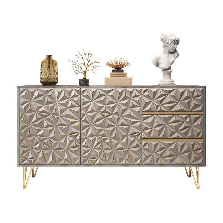 Glam Buffet Table Stone Sideboard Table with Legs for Dining Room