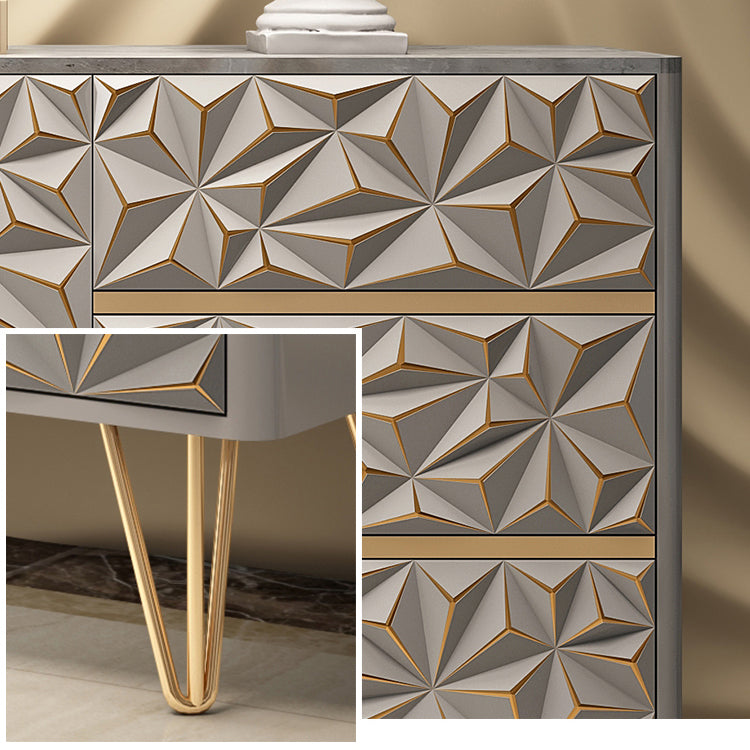 Glam Buffet Table Stone Sideboard Table with Legs for Dining Room