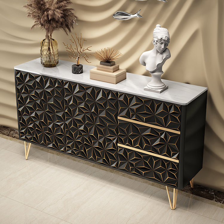 Glam Buffet Table Stone Sideboard Table with Legs for Dining Room