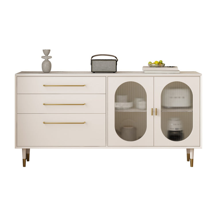 Glam Buffet Table Stone Sideboard Table with Doors for Kitchen