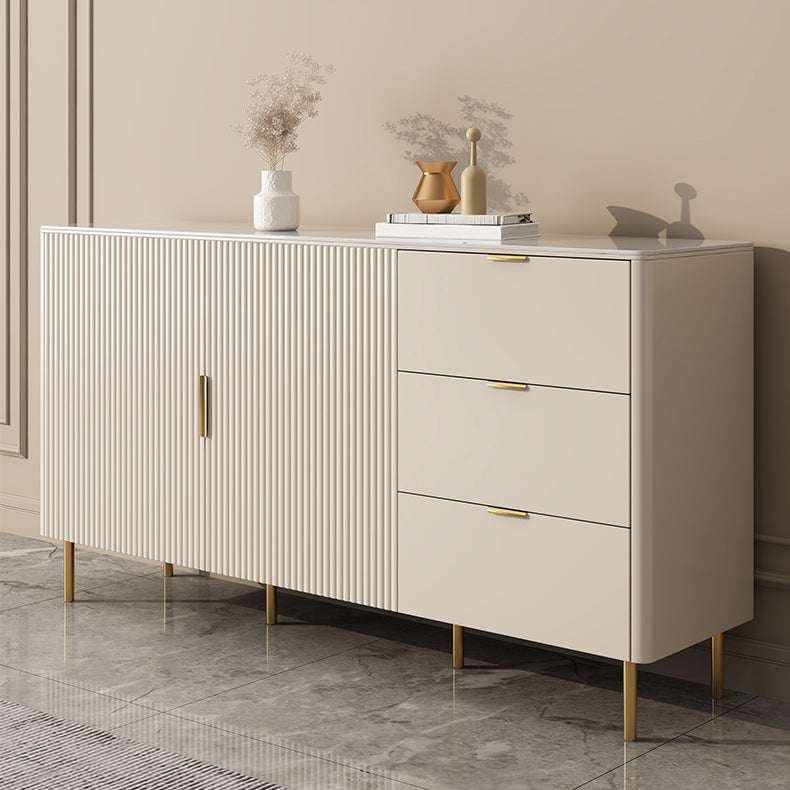 Glam Sideboard Cabinet Stone Sideboard Table with Drawers for Kitchen