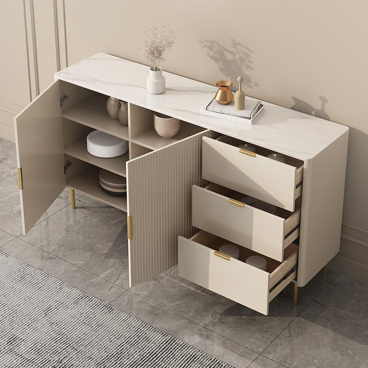 Glam Sideboard Cabinet Stone Sideboard Table with Drawers for Kitchen